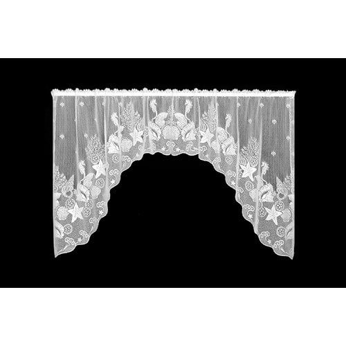 White Heritage Lace Seascape 72-Inch Wide by 36-Inch Drop Swag Pair
